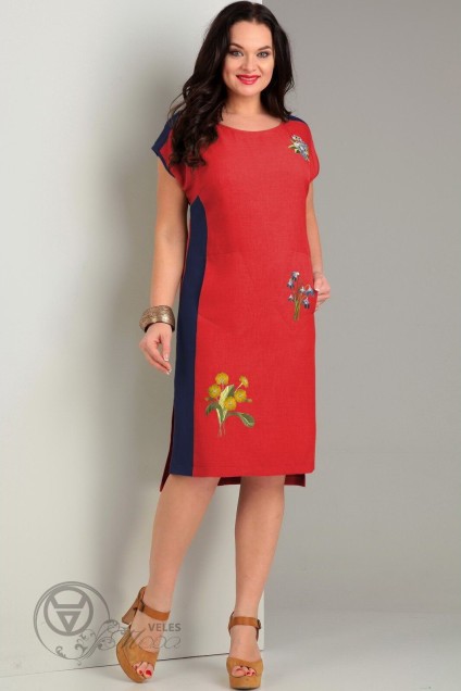 Платье 1735 красный+синий Jurimex