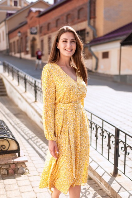 Платье 186-21 желтый принт KRASA