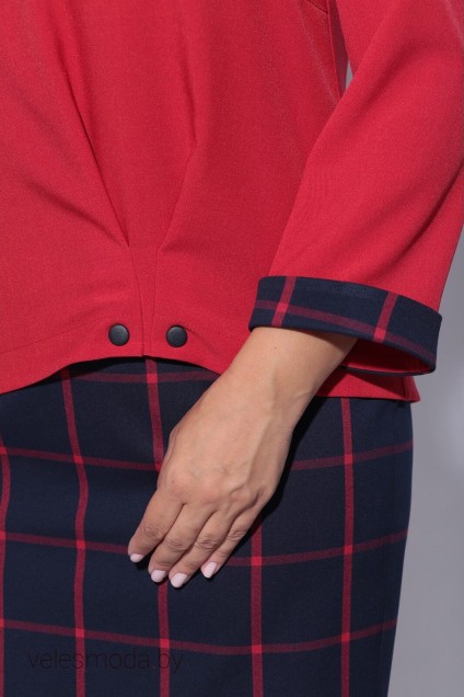 Костюм с юбкой В-171 красный+синяя юбка Карина Делюкс