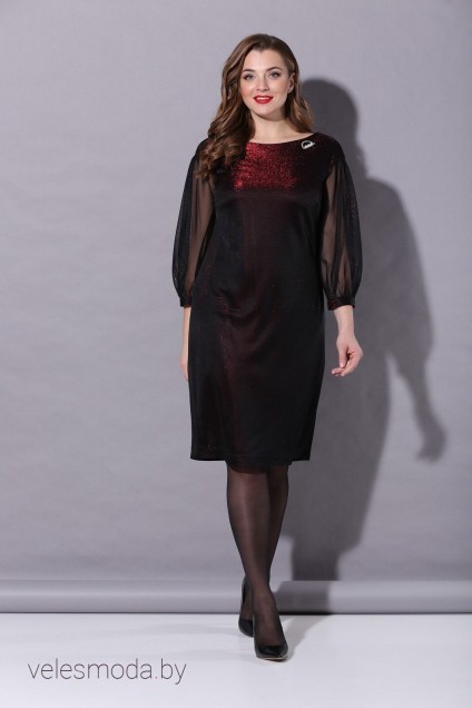 Платье В-66 черно-красный Карина Делюкс