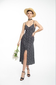 Платье-сарафан 5005 черный + цветы Kiwi