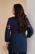 Блузка 1613 синий+васильковое кружево Ксения стиль