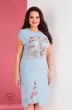 Платье 1643 голубой+цветы Ксения стиль