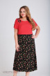 Платье 1650 красный+цветы Ксения стиль