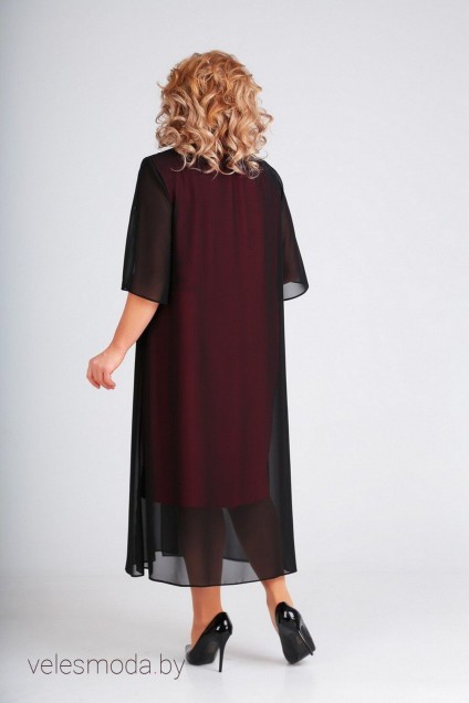 Платье 1707 черный+коралл Ксения стиль