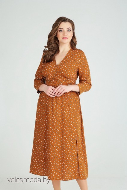 Платье 1760 оранжевый Ксения стиль