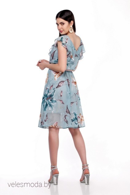 Платье 1279-1 голубой+лилия LaKona
