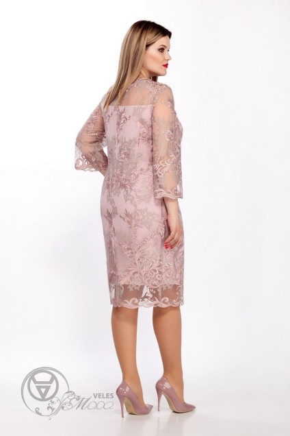 Платье 969 розовый+серебро LaKona