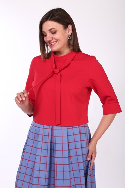 Костюм с юбкой 1027-1 красный+синий Lady Style Classic