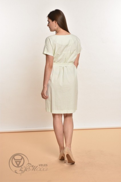 Платье 1136 салатовый+полоска Lady Style Classic