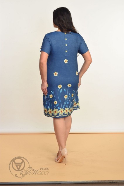 Платье 1339 синий+желтые цветы Lady Style Classic