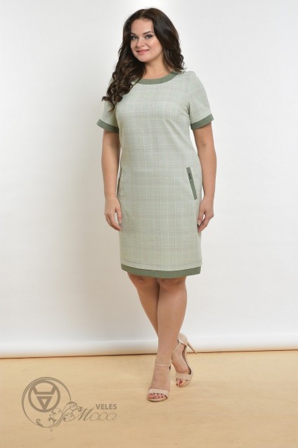 Платье 1427-2 бледно-зеленая клетка Lady Style Classic
