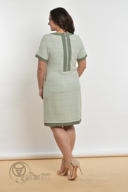 Платье 1427-2 бледно-зеленая клетка Lady Style Classic