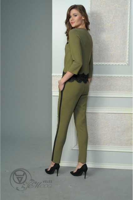 Костюм брючный 1438 зеленый Lady Style Classic