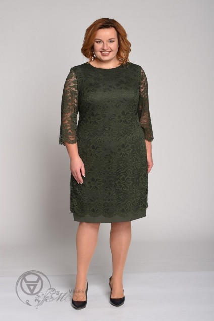 Платье 1493-1 темно-зеленый+долотный Lady Style Classic