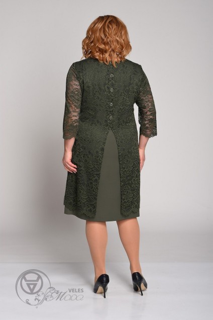 Платье 1493-1 темно-зеленый+долотный Lady Style Classic