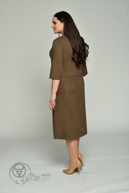 Костюм с юбкой 1565 коричневый Lady Style Classic