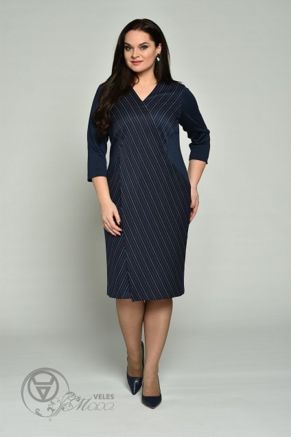 Платье  1694 темно-синий+полоски Lady Style Classic