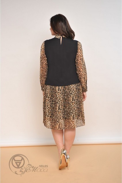 Платье  1731 черный+леопард Lady Style Classic