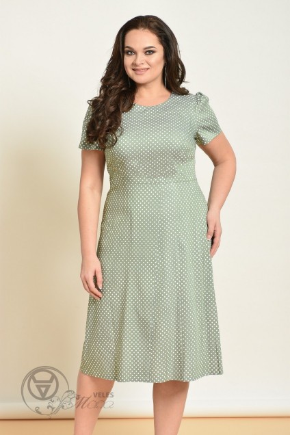 Платье  1736 зеленый+горох Lady Style Classic