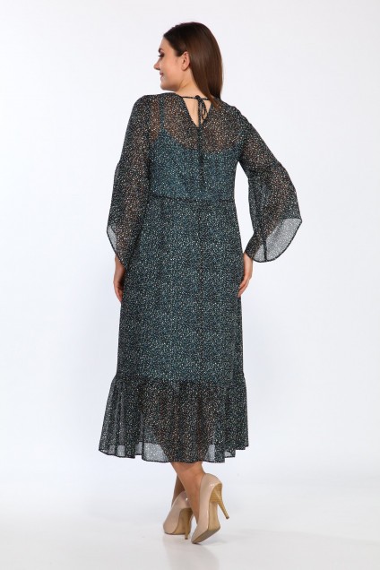Костюм с платьем 1802-2 черный+зеленый Lady Style Classic