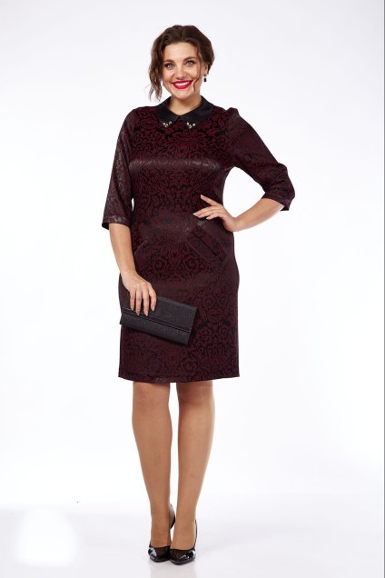 Платье 585-4 черный + бордовый Lady Style Classic