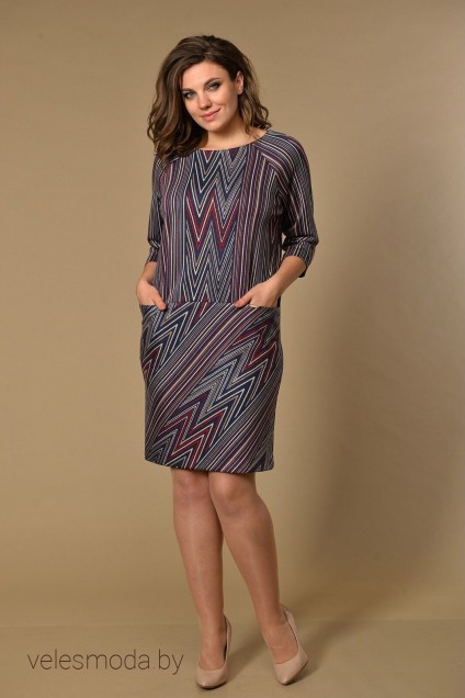 Платье 766-6 темно-синий+красно-белые полоски Lady Style Classic