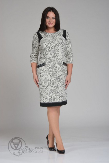 Платье 774 белый+серый Lady Style Classic