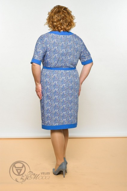Платье 927 синий+цветы Lady Style Classic