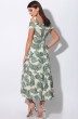 Платье 11115 зеленый листья+бежевый LeNata