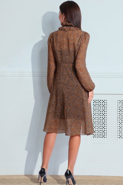 Платье 11216 коричневый + цветы LeNata