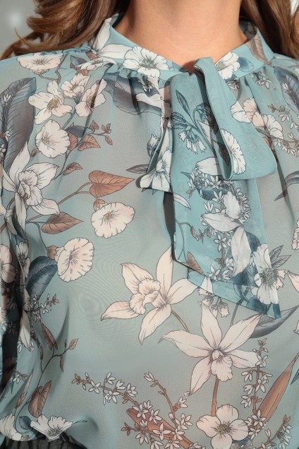 Блузка 11589 зеленый + цветы LeNata
