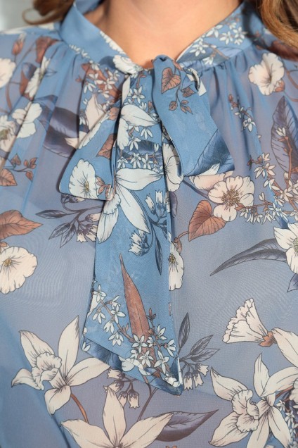 Блузка 11589 синий + цветы LeNata