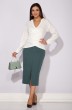 Костюм с юбкой 1252-1228 белый + серозеленый Liliana-style