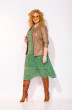 Платье+куртка 921L-922L зеленый + беж Liliana-style
