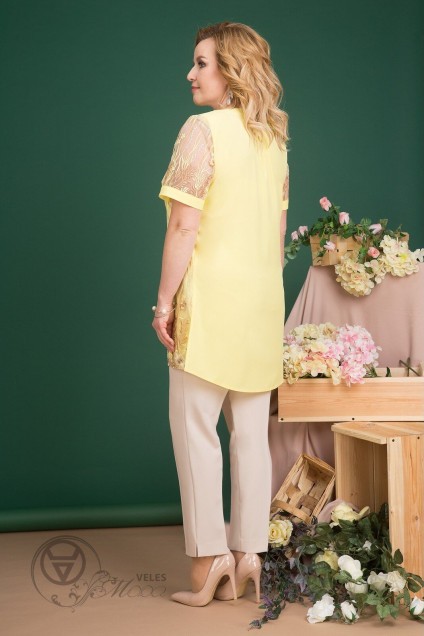 Костюм брючный 715В желтый+молочные брюки Liliana-style