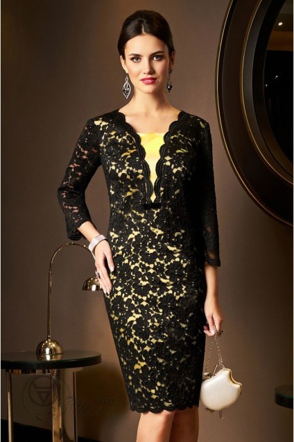 Платье 3524 черный+желтый Lissana