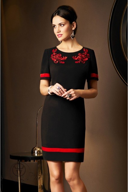 Платье 3530 черный+красная отделка Lissana