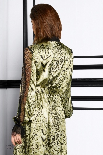 *Платье 3913 зеленый+леопард Lissana