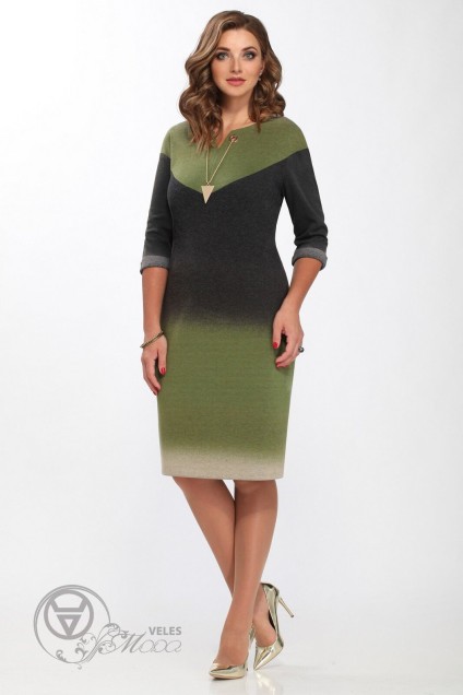 Платье 3.1163 зеленый+серые рукава Matini