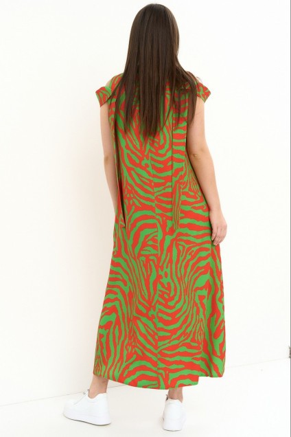 Платье  2254 красный + зеленый Магия Моды
