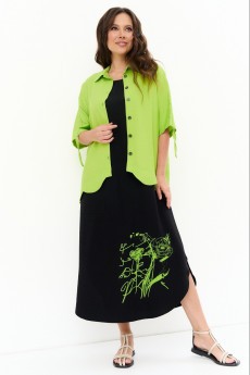Костюм с платьем 2263 зеленый + черный Магия Моды