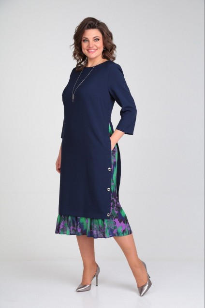 Платье 758-1 синий с зеленым Milora