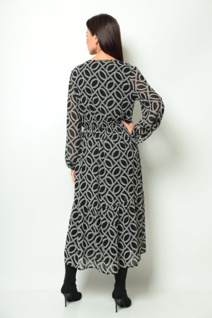 Платье 2061 черный + цепи Michel Chic