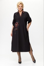 Платье 2134 черный + кирпичный Michel Chic
