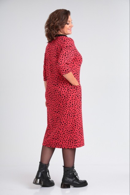 Платье 2141 красный + леопард Michel Chic