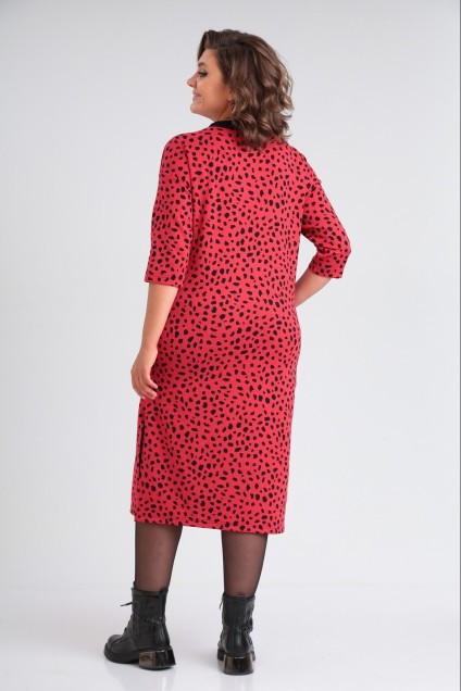 Платье 2141 красный + леопард Michel Chic