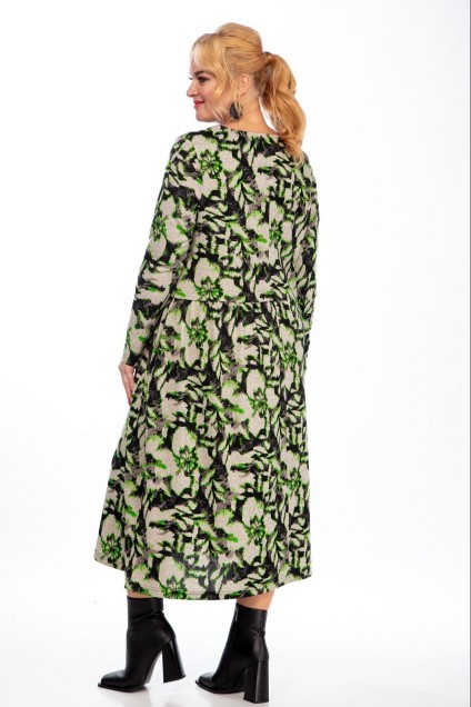 Платье 943 зеленый + серый Michel Chic
