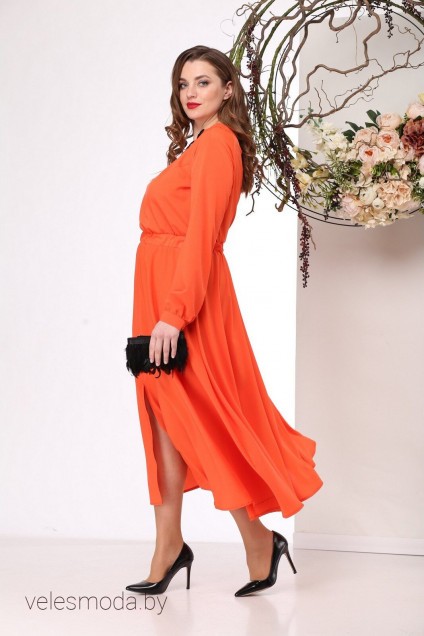 Платье 958-1 оранжевый Michel Chic