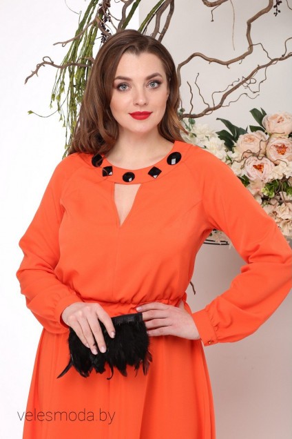 Платье 958-1 оранжевый Michel Chic